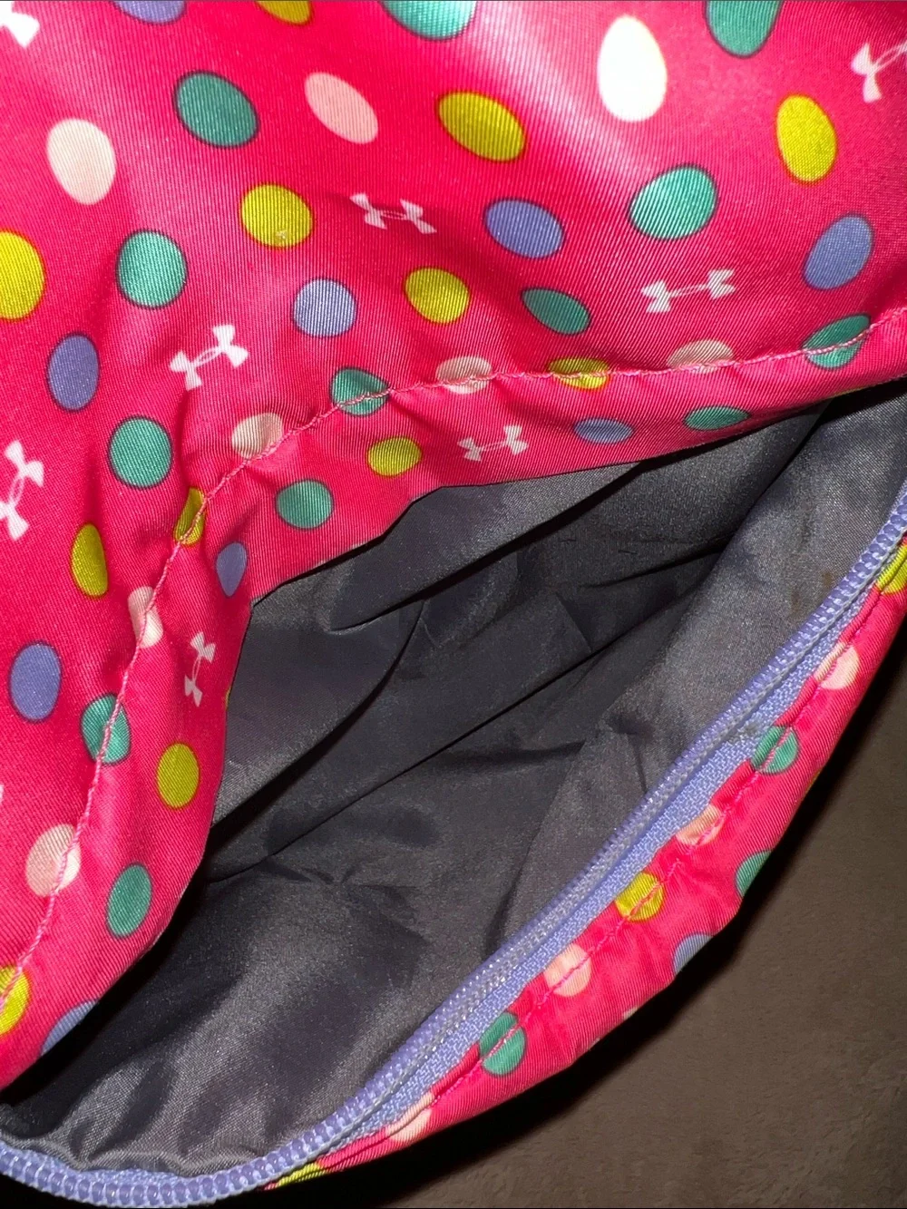 Under Armour Pink Polka Dot Backpack with Multicolor Dots